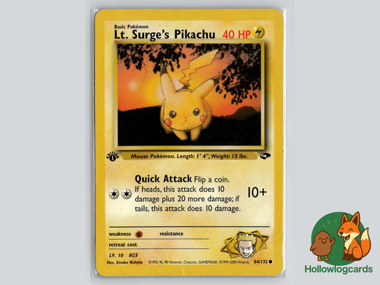 1st Edition Lt. Surge's Pikachu (84/132) - Gym Challenge Pokémon Card