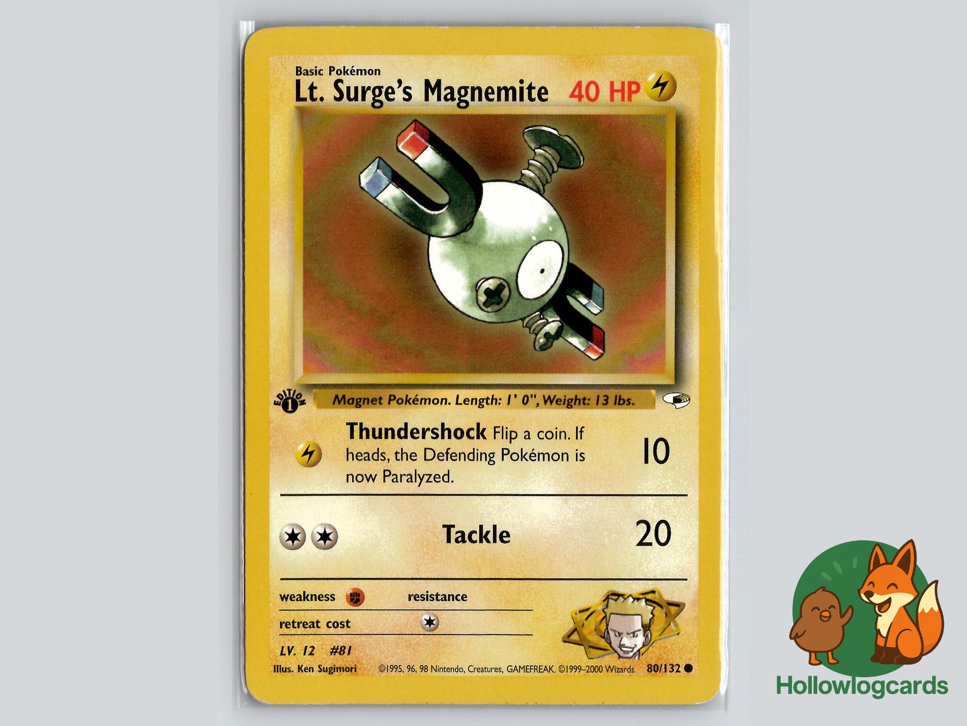 1st Edition Lt. Surge's Magnemite (80/132) - Gym Heroes Pokémon Card