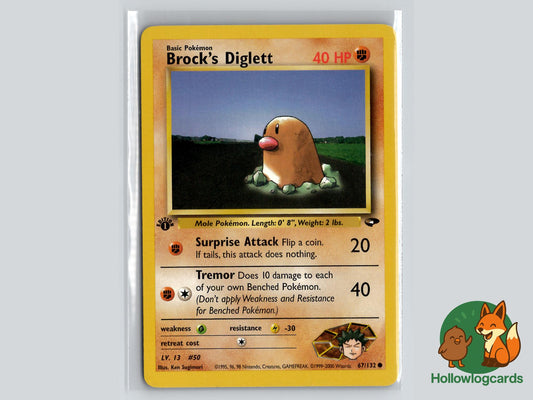 1st Edition Brock's Diglett (67/132) - Gym Challenge Pokémon Card