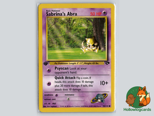 1st Edition Sabrina's Abra (94/132) - Gym Challenge Pokémon Card