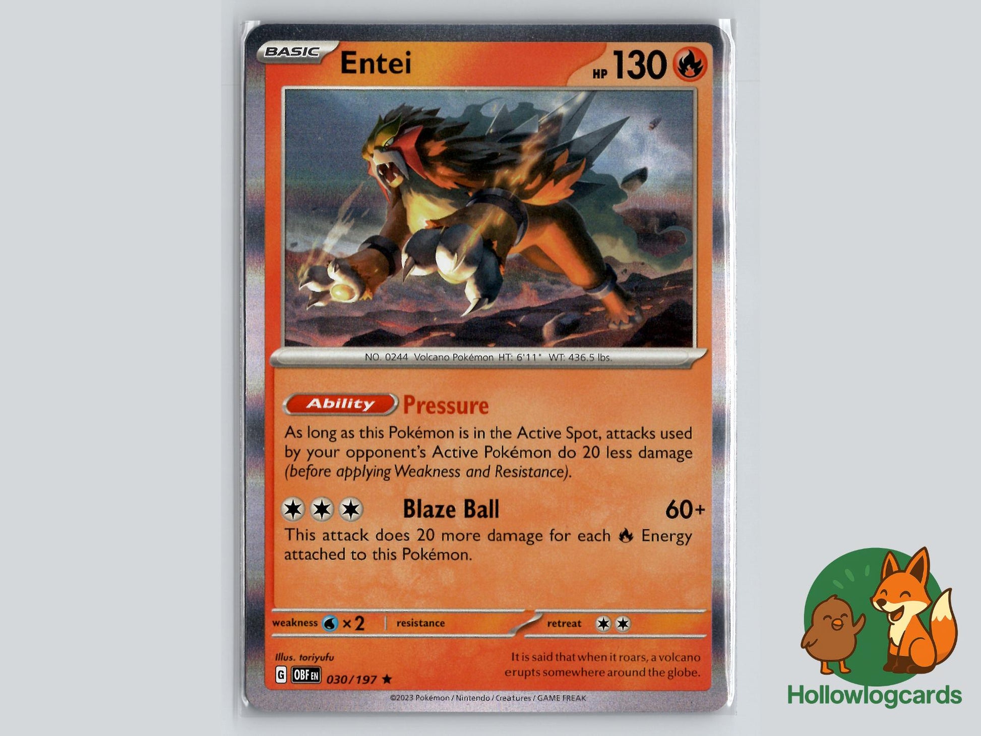 Entei (030/197) - Obsidian Flames Pokémon Card