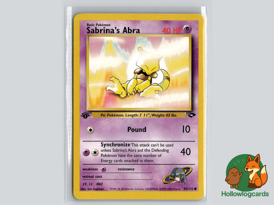1st Edition Sabrina's Abra (93/132) - Gym Challenge Pokémon Card