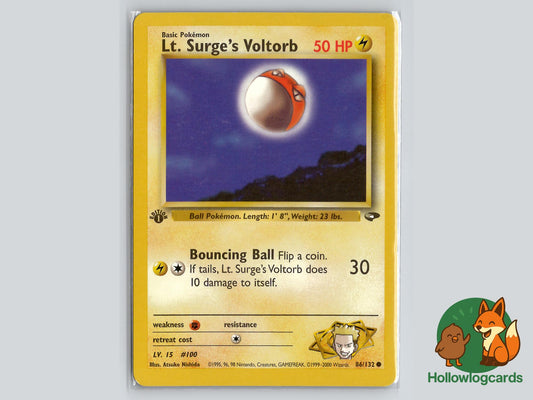 1st Edition Lt. Surge's Voltorb (86/132) - Gym Challenge Pokémon Card