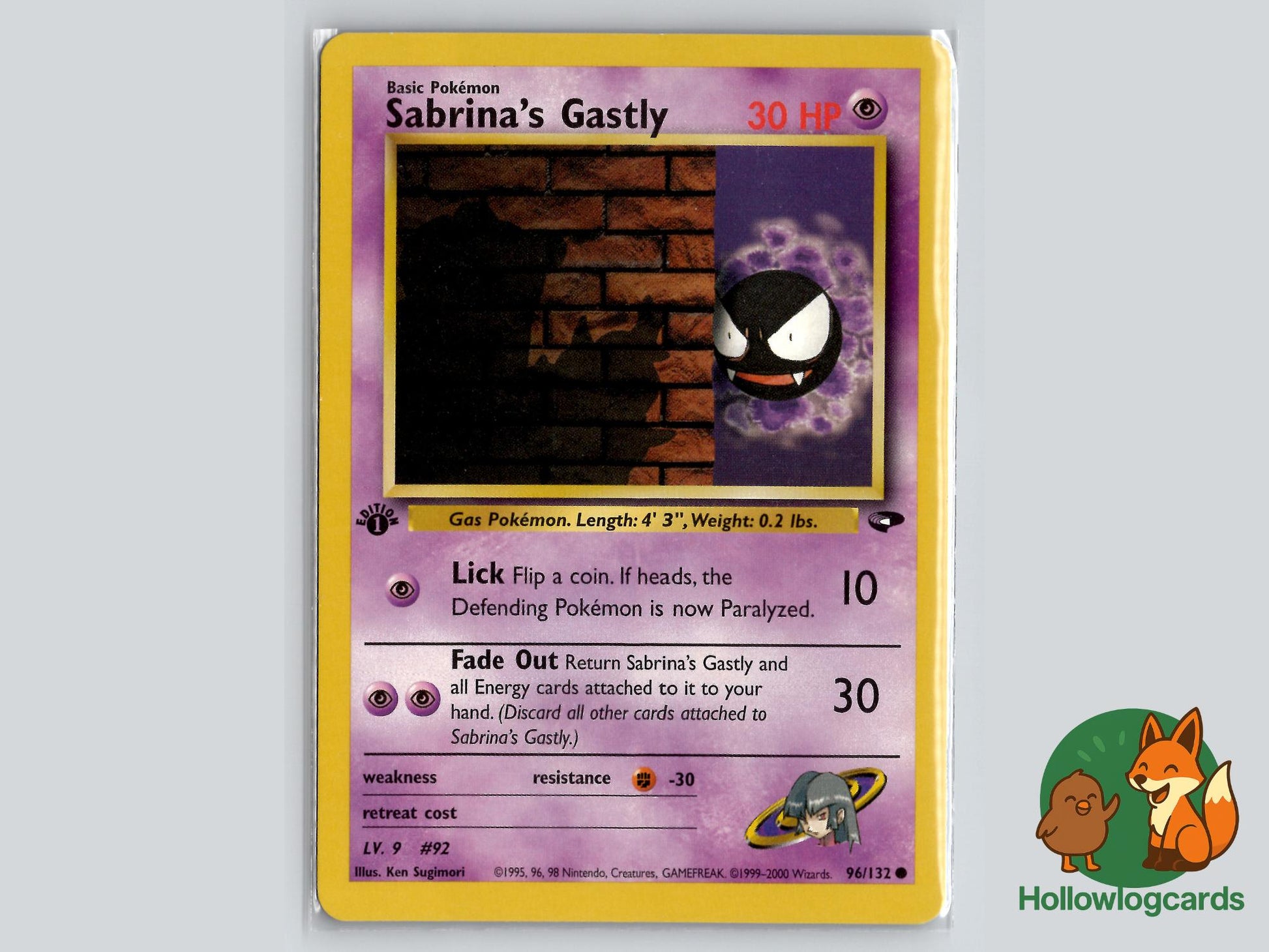1st Edition Sabrina's Gastly (96/132) - Gym Challenge Pokémon Card