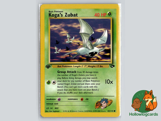 1st Edition Koga's Zubat (83/132) - Gym Challenge Pokémon Card