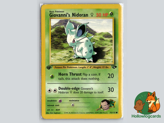1st Edition Giovanni's Nidoran F (75/132) - Gym Challenge Pokémon Card