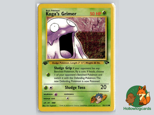 1st Edition Koga's Grimer (78/132) - Gym Challenge Pokémon Card