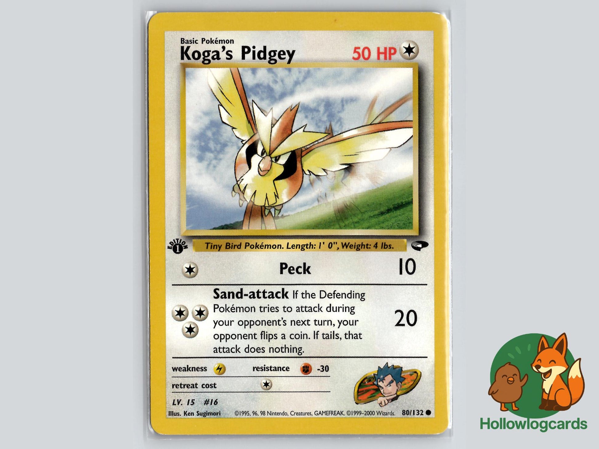 1st Edition Koga's Pidgey (80/132) - Gym Challenge Pokémon Card