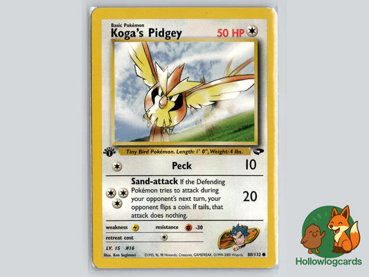 1st Edition Koga's Pidgey (80/132) - Gym Challenge Pokémon Card