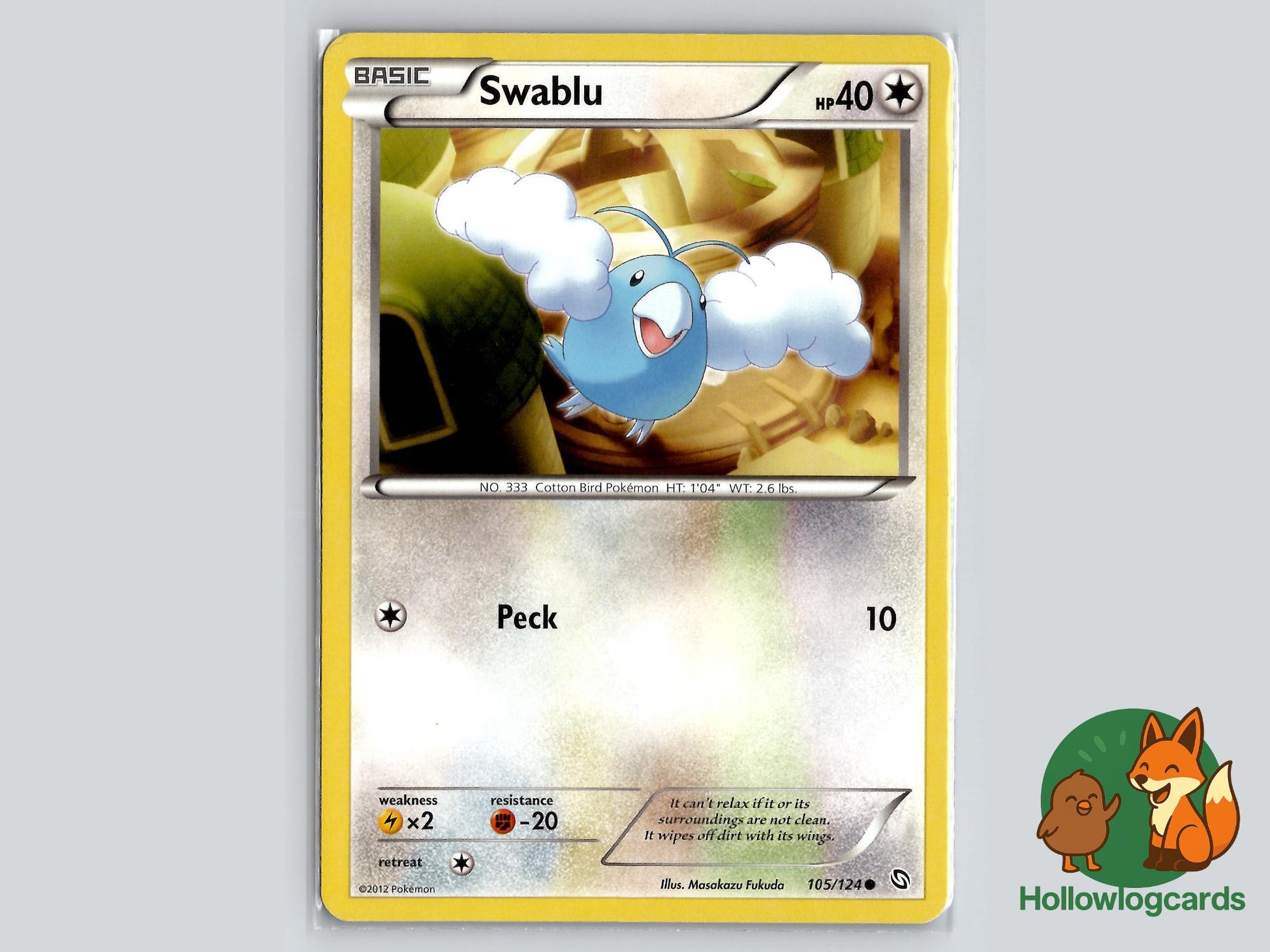 Swablu (105/124) - Dragons Exalted Pokémon Card