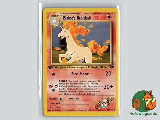1st Edition Blaine's Rapidash (33/132) - Gym Challenge Pokémon Card
