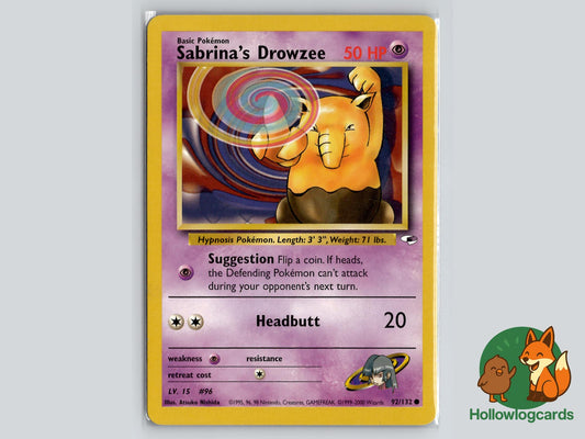 Sabrina's Drowzee (92/132) - Gym Heroes Pokémon Card