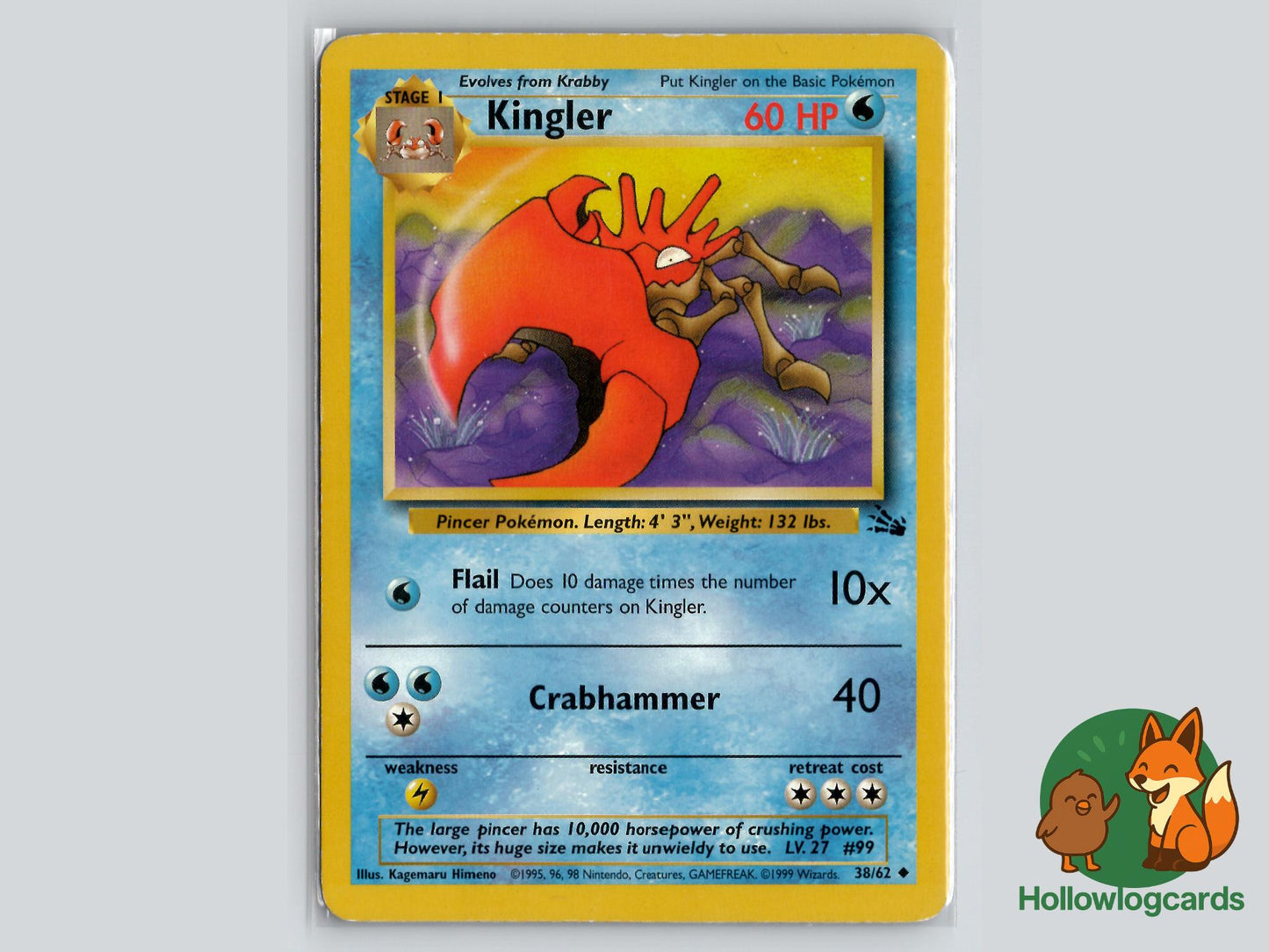 Kingler (38/62) - Fossil Pokémon Card