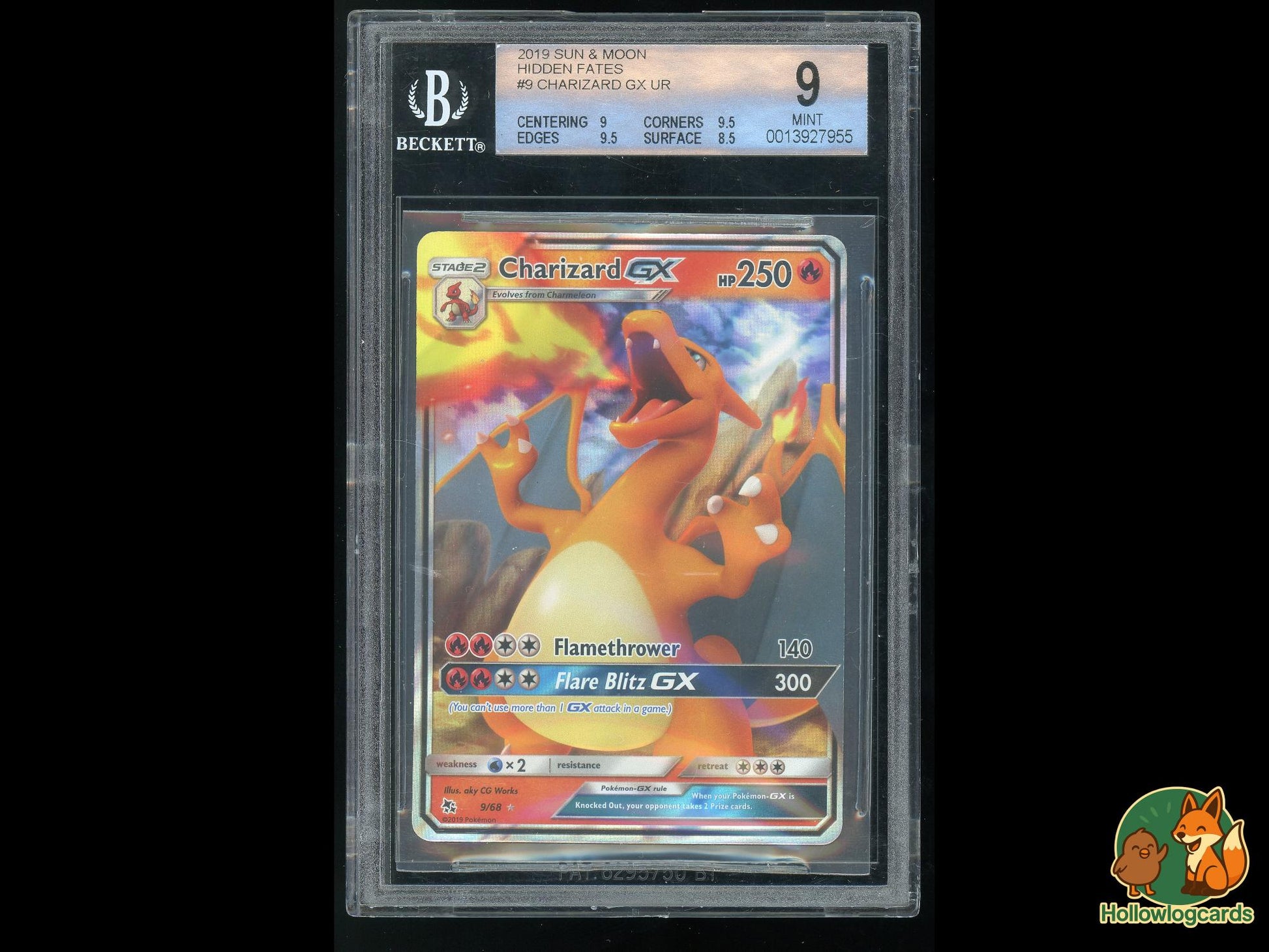 Graded Charizard GX (9/68) - Hidden Fates Pokémon Card
